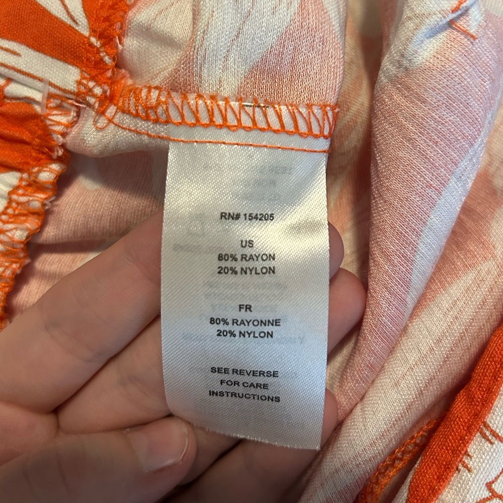 NWT Bettina Star Wide Leg Crop Hawaiian Pants Hot Coral/White Size L Tropical - Picture 7 of 11